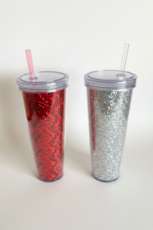 Double wall plastic straw cup 750ml