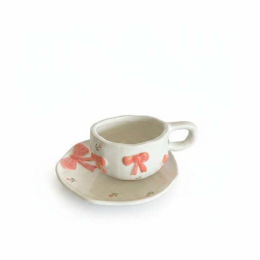Handmade Bow Mug with Plate