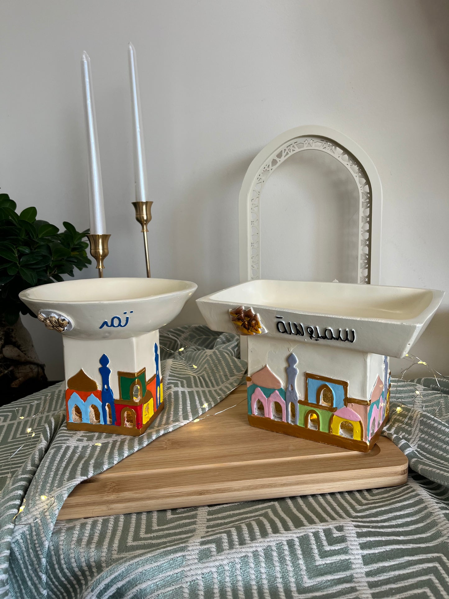 Ramadan Decorative Colorful Plate with lights