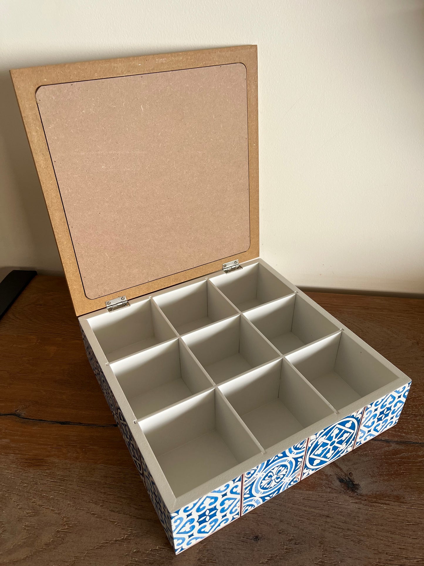 Wooden & Blue Tea Box
