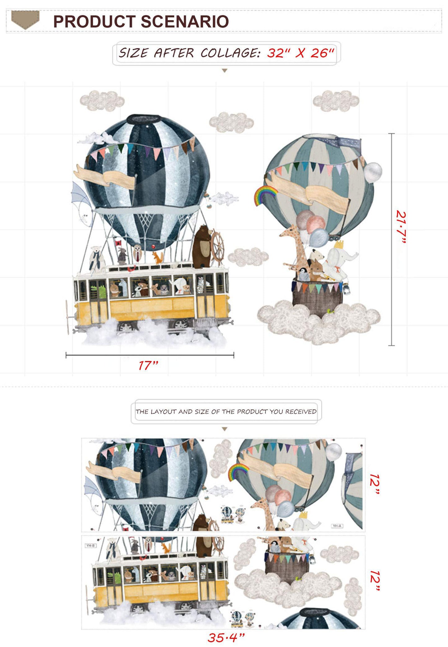 Hot Air Balloons & Animals Wall Decal