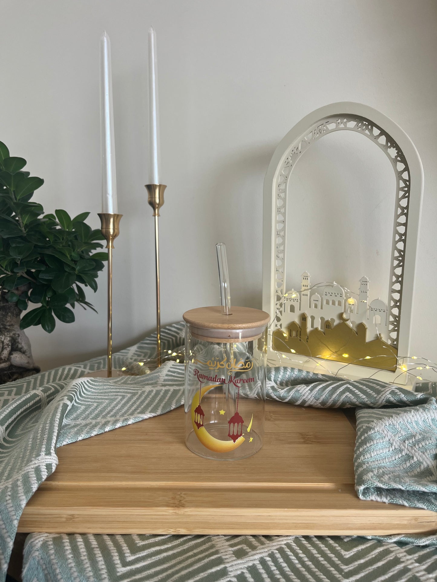 Ramadan Straw Glass Cup