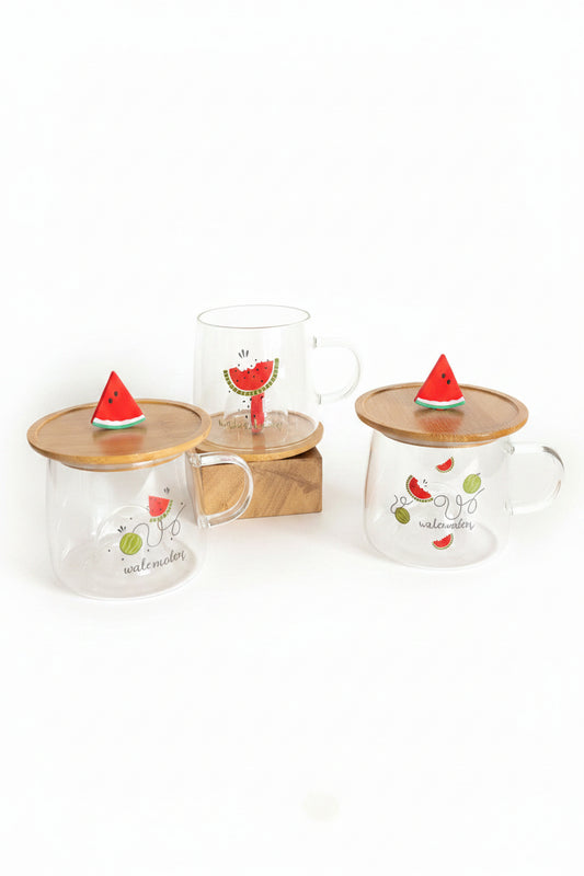 Watermelon Glass Mug with Coaster/Cover
