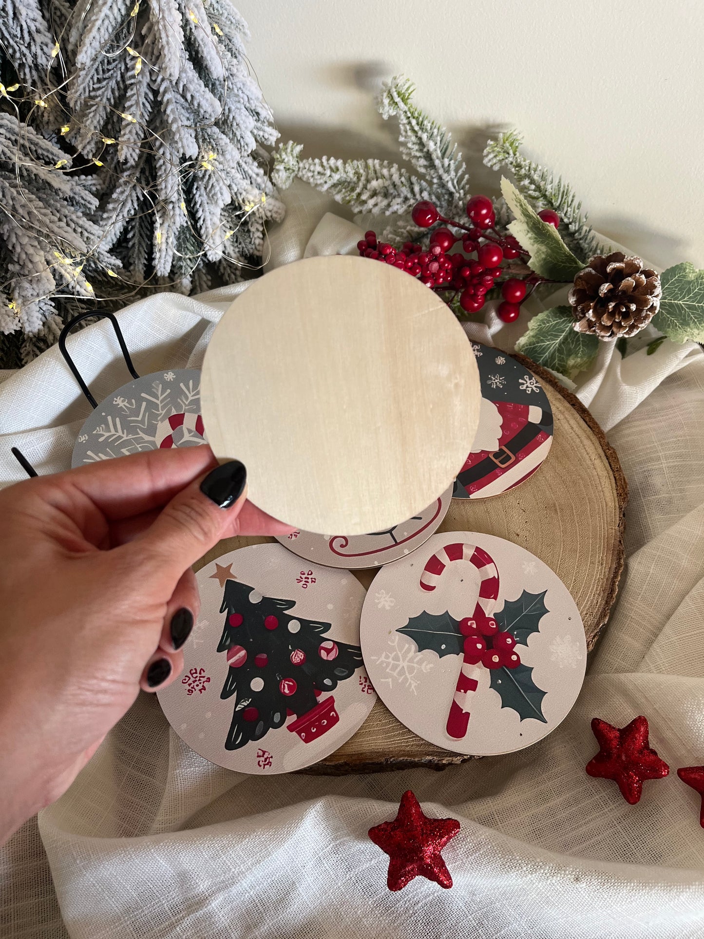 Christmas 6 Coasters & Stand Set