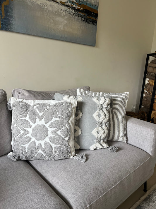 Boho Grey Cushion Cover & Filling