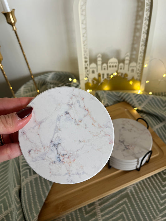 Marbled Coasters Set with Metal Stand