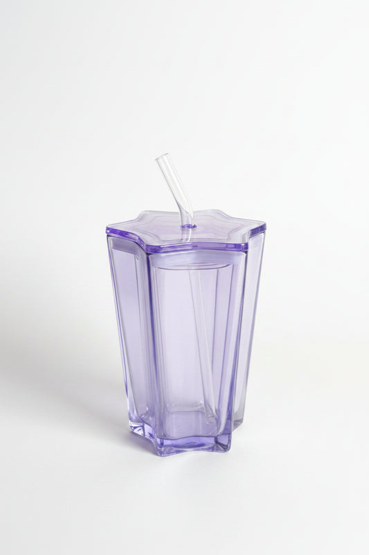 Purple Star Glass Straw Cup
