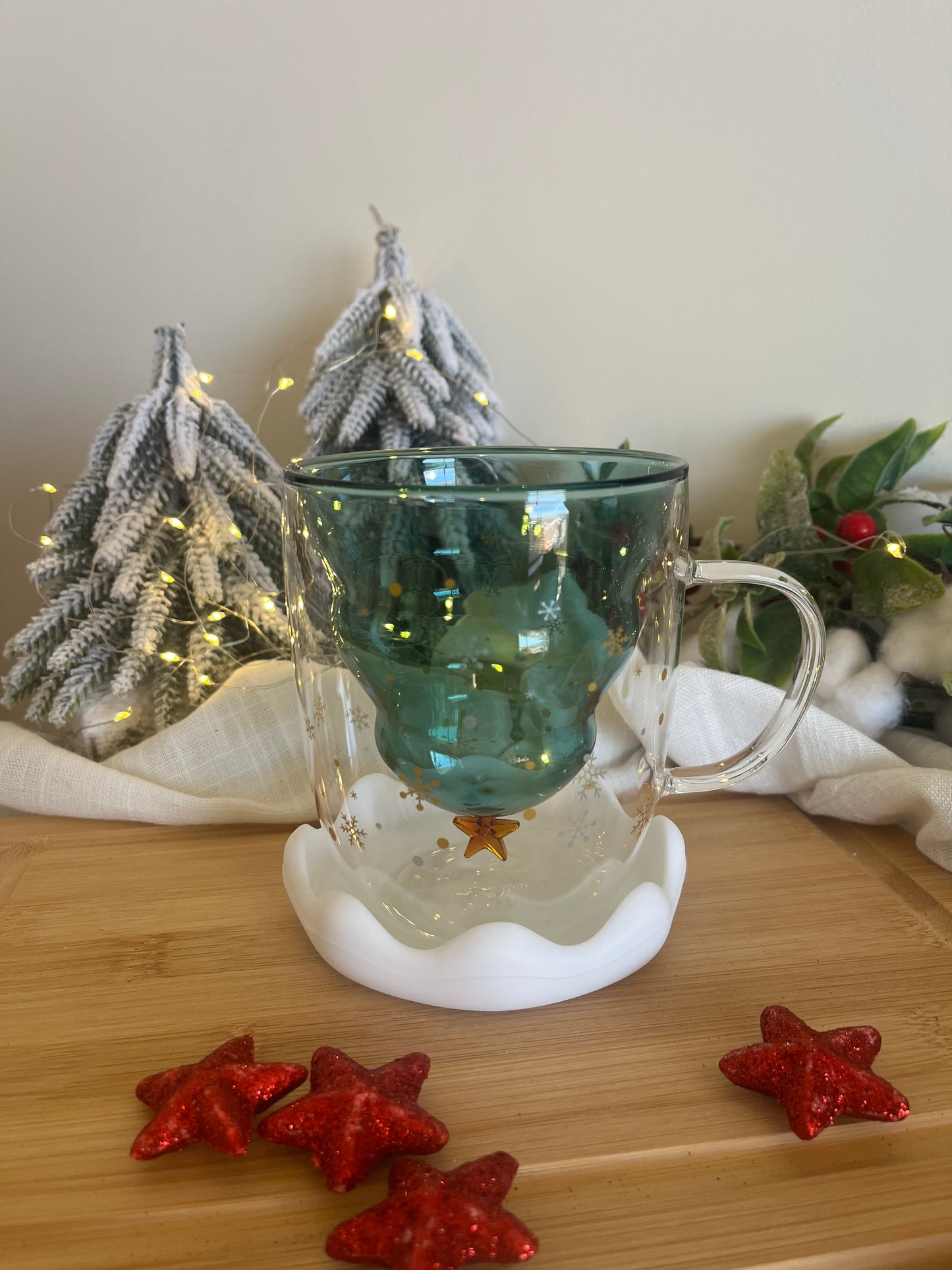 Christmas 3D Tree Double Glass Mug
