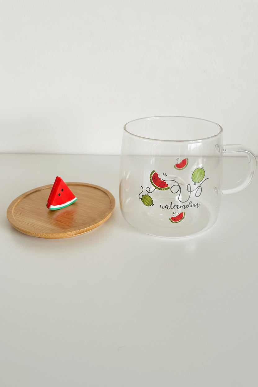 Watermelon Glass Mug with Coaster/Cover