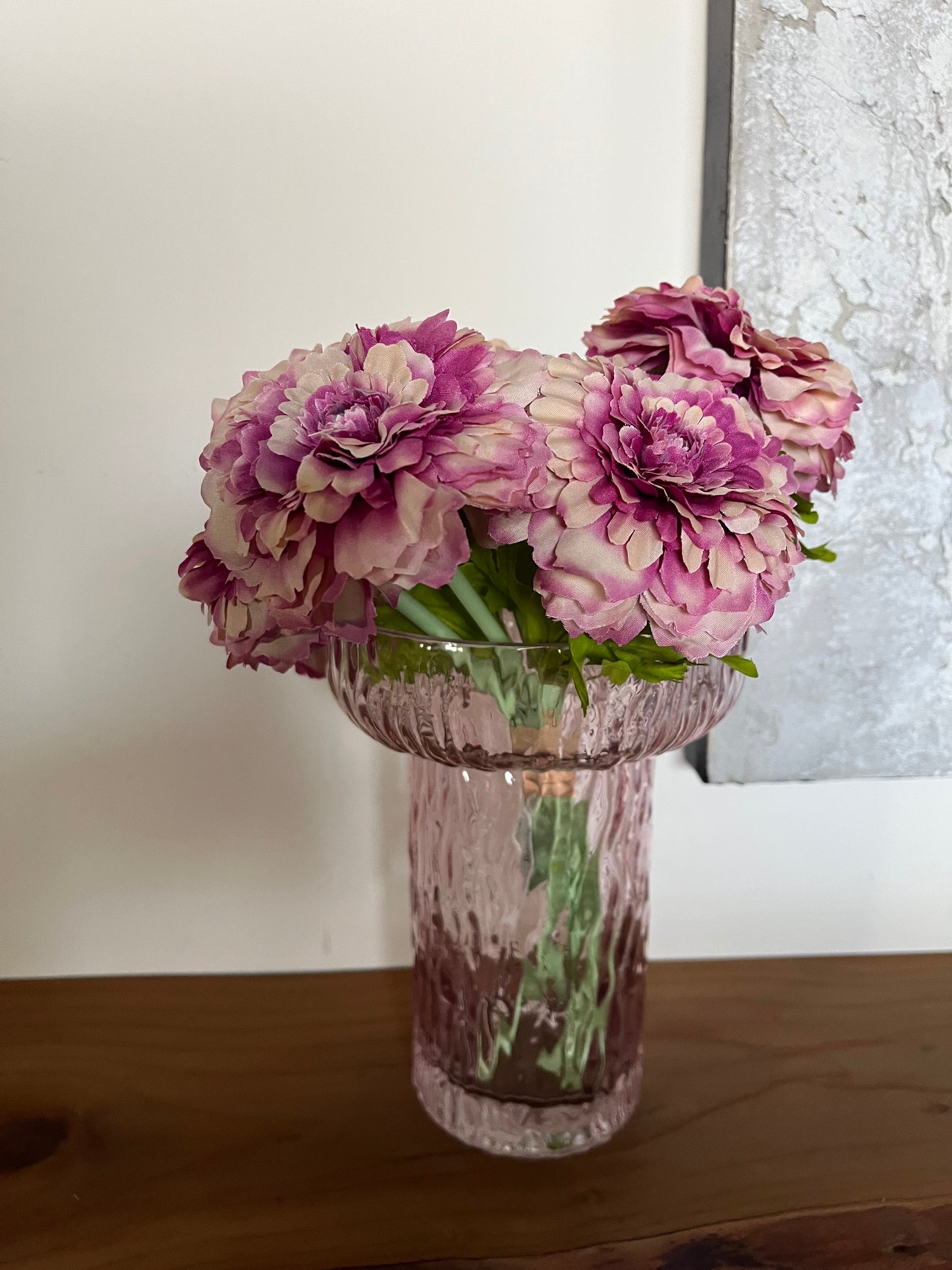 Ribbed Wide Glass Vase
