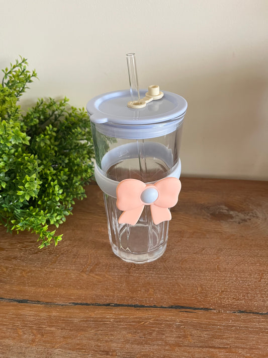 Bow Straw Glass Cup