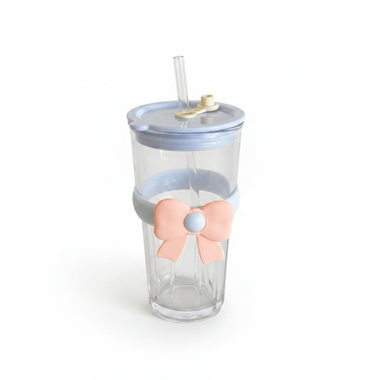 Bow Straw Glass Cup