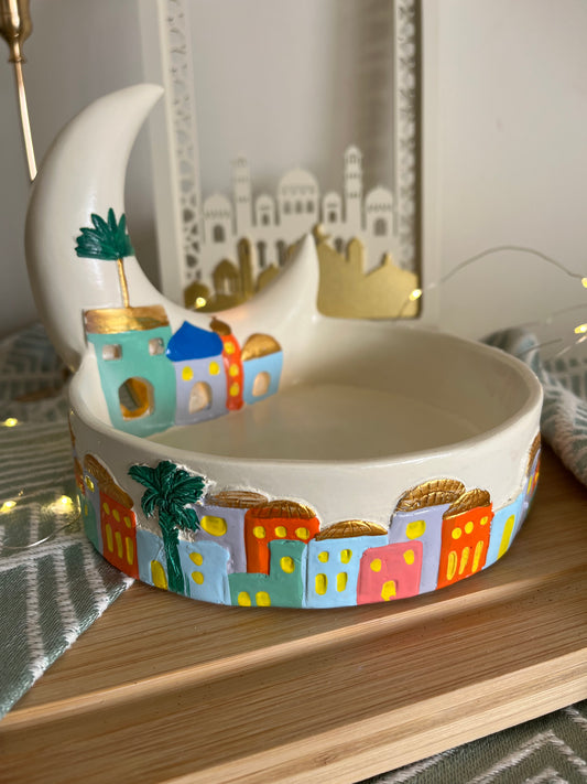 Ramadan Decorative Colorful Plate with lights