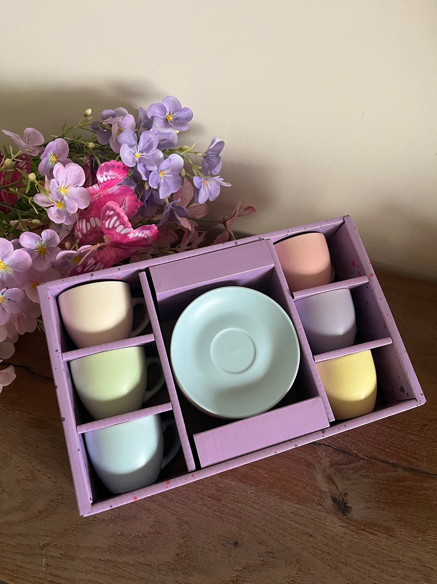 Pastel Color Coffee Cups & Saucers