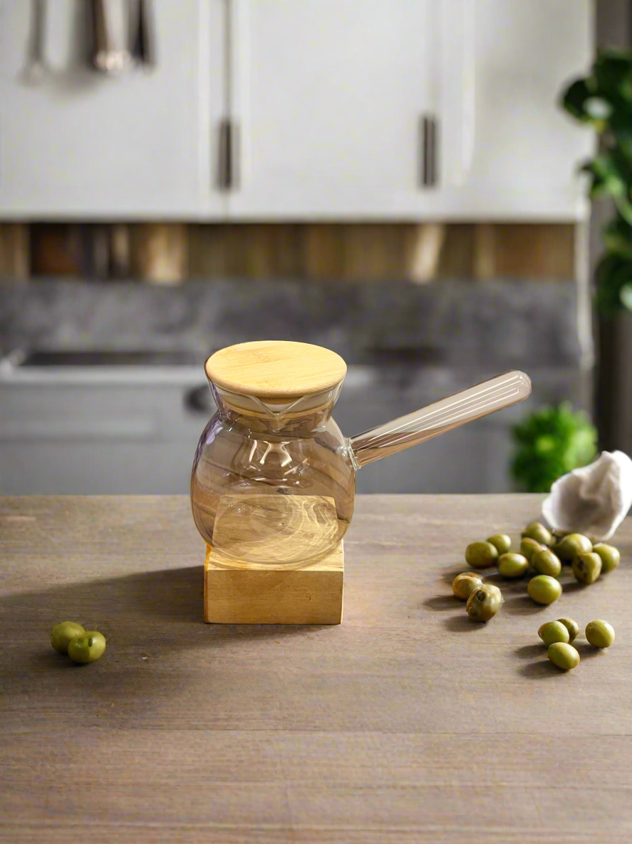 Glass Coffee Pot with wooden cover