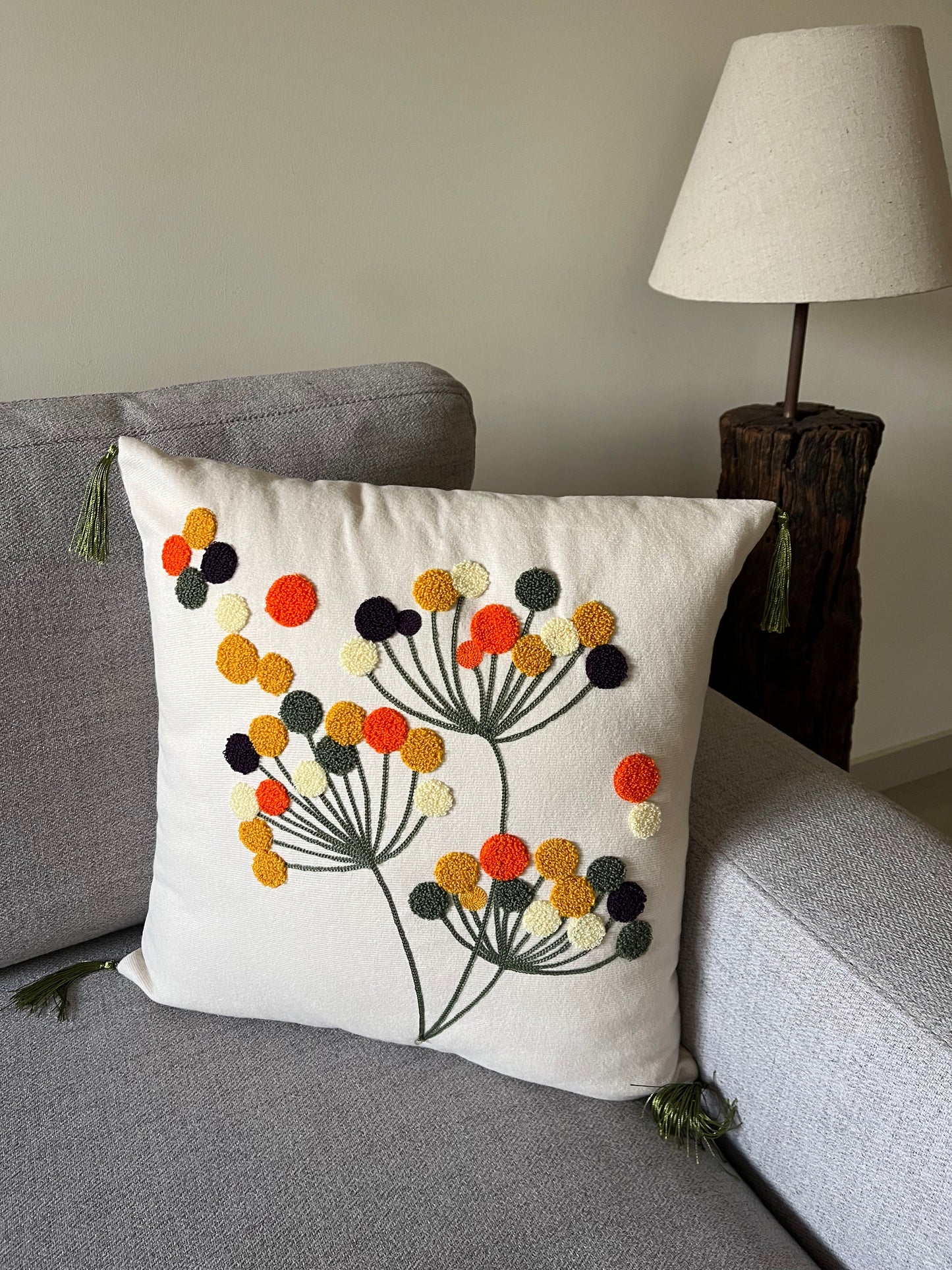 Spring Pom Blooms Cushion Cover
