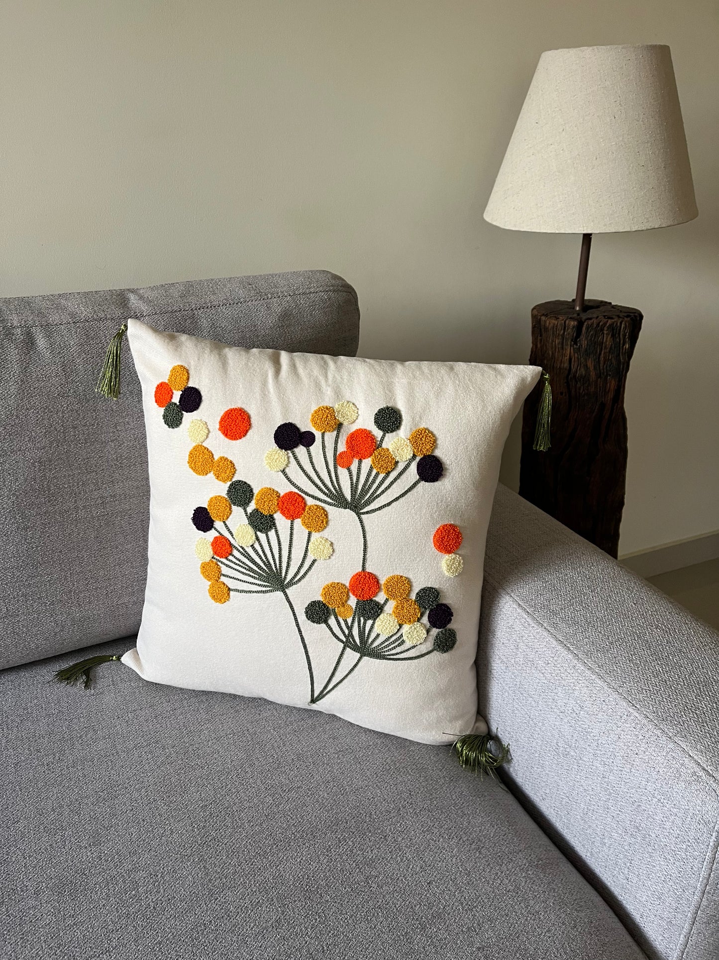 Spring Pom Blooms Cushion Cover