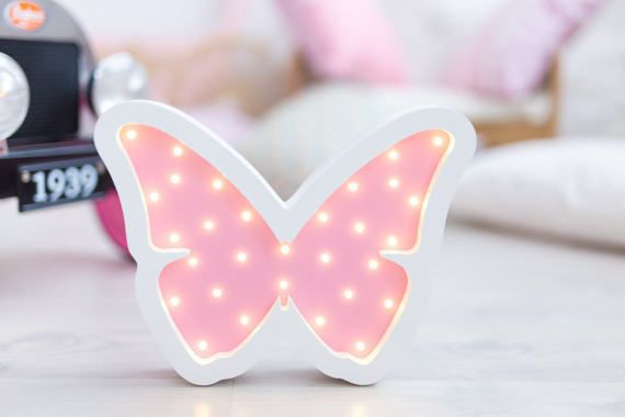 Butterfly Wood Led Light bulbs (Pink)