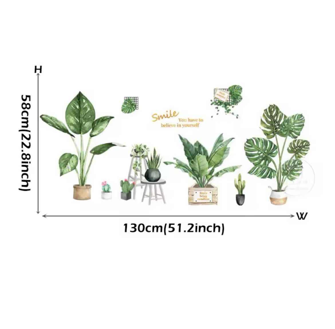 Potted Plants & Cactus Wall Decal