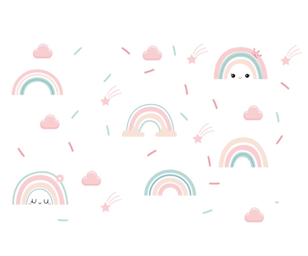 Pastel Smiley Rainbows Wall Decal