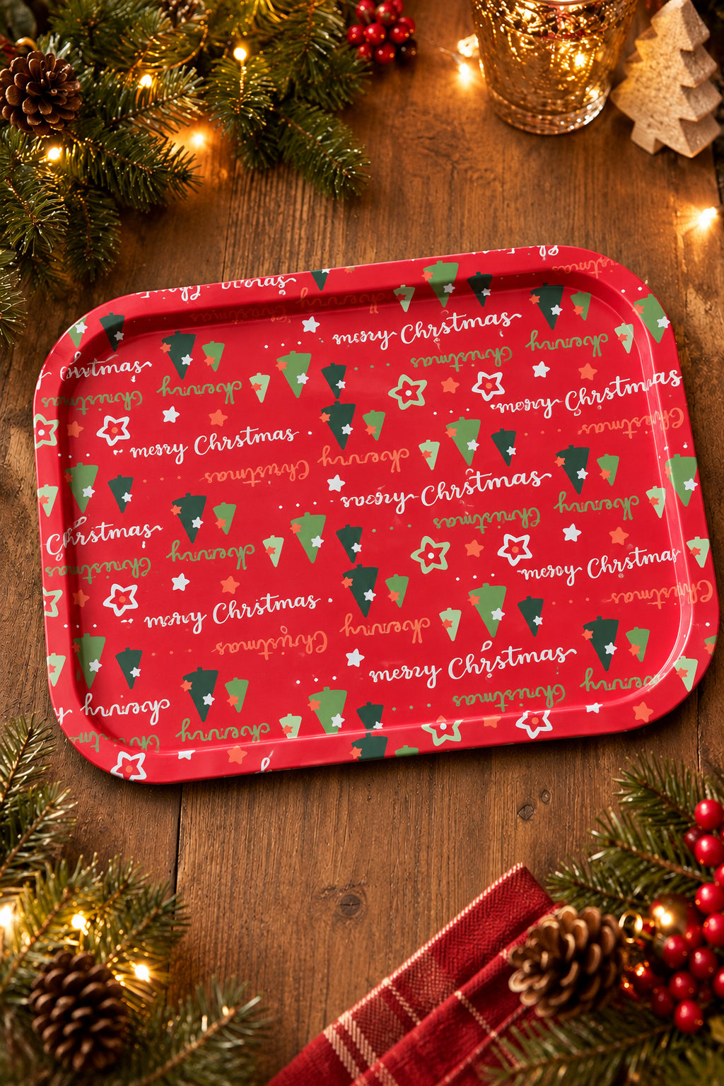 Christmas Tin Serving Tray