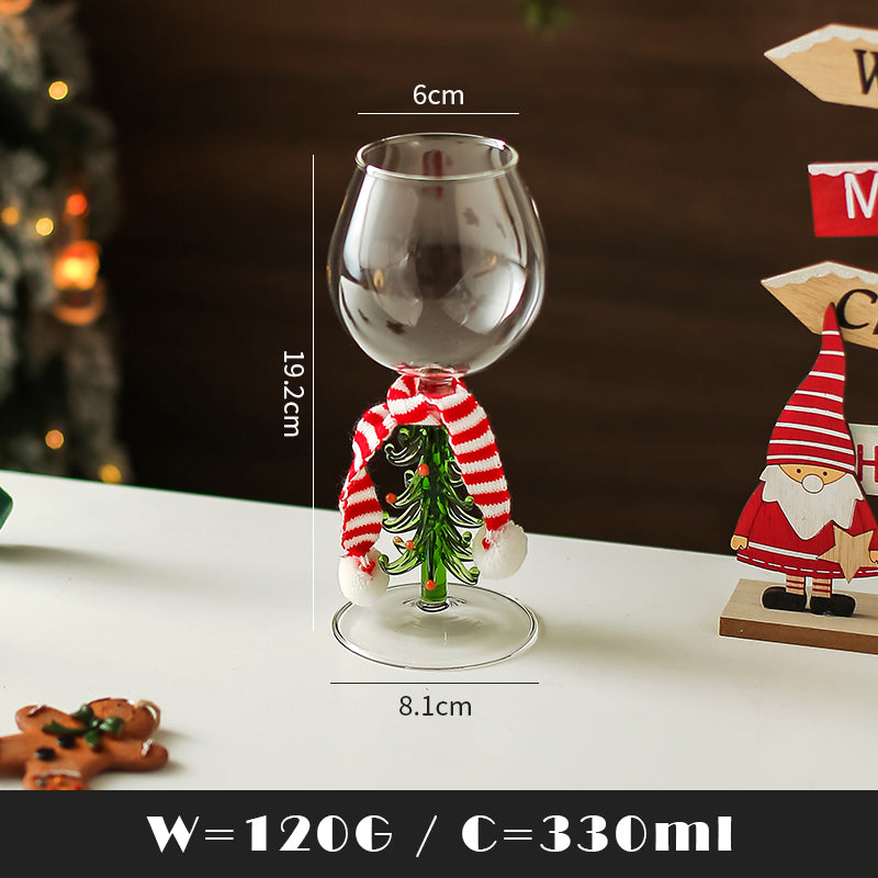 Christmas Wine Glass with 3D Tree Handle & Scarf