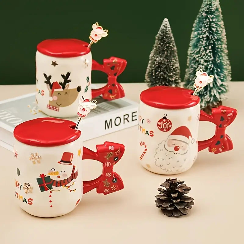 Christmas Bow Mug With Cover & Spoon