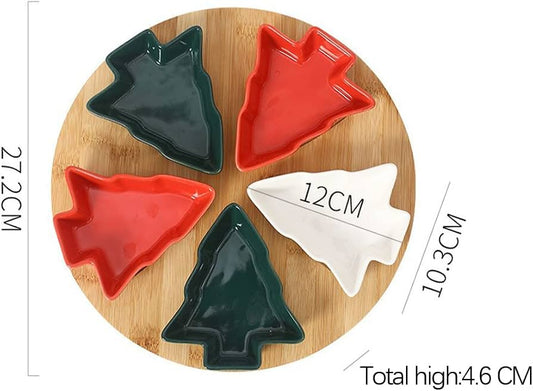 Christmas Rotating Ceramic Tree Plates Set