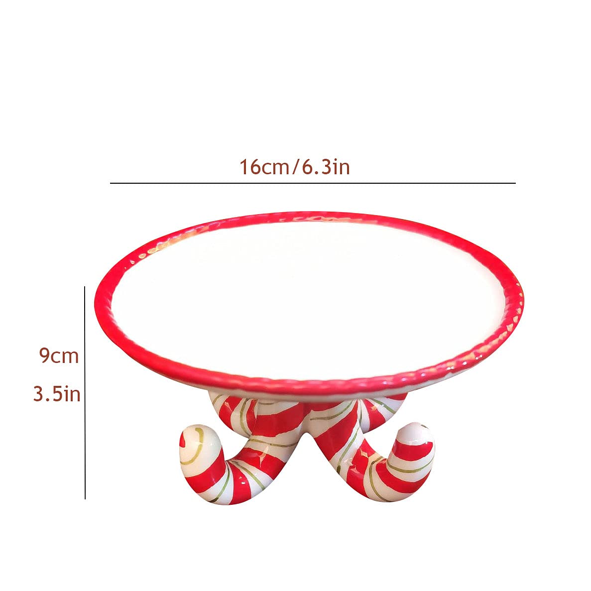 Christmas Candy Cane Ceramic Dessert Stand