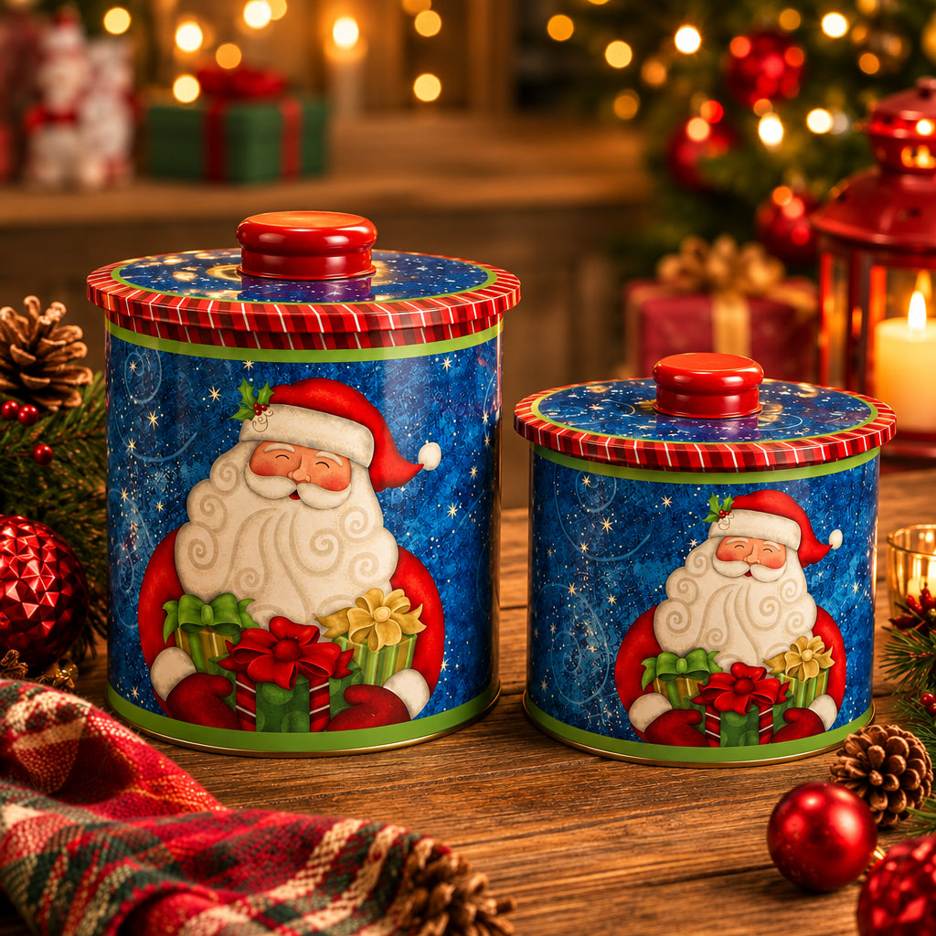 Christmas Santa Tin Box Set Of 2