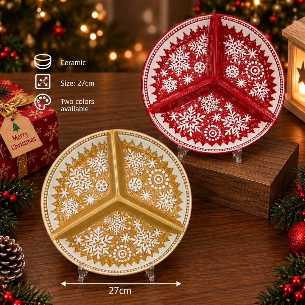 Christmas Ceramic Divided Serving Plate