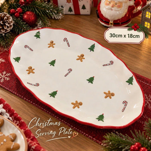 Christmas Ceramic Oval Serving Plate