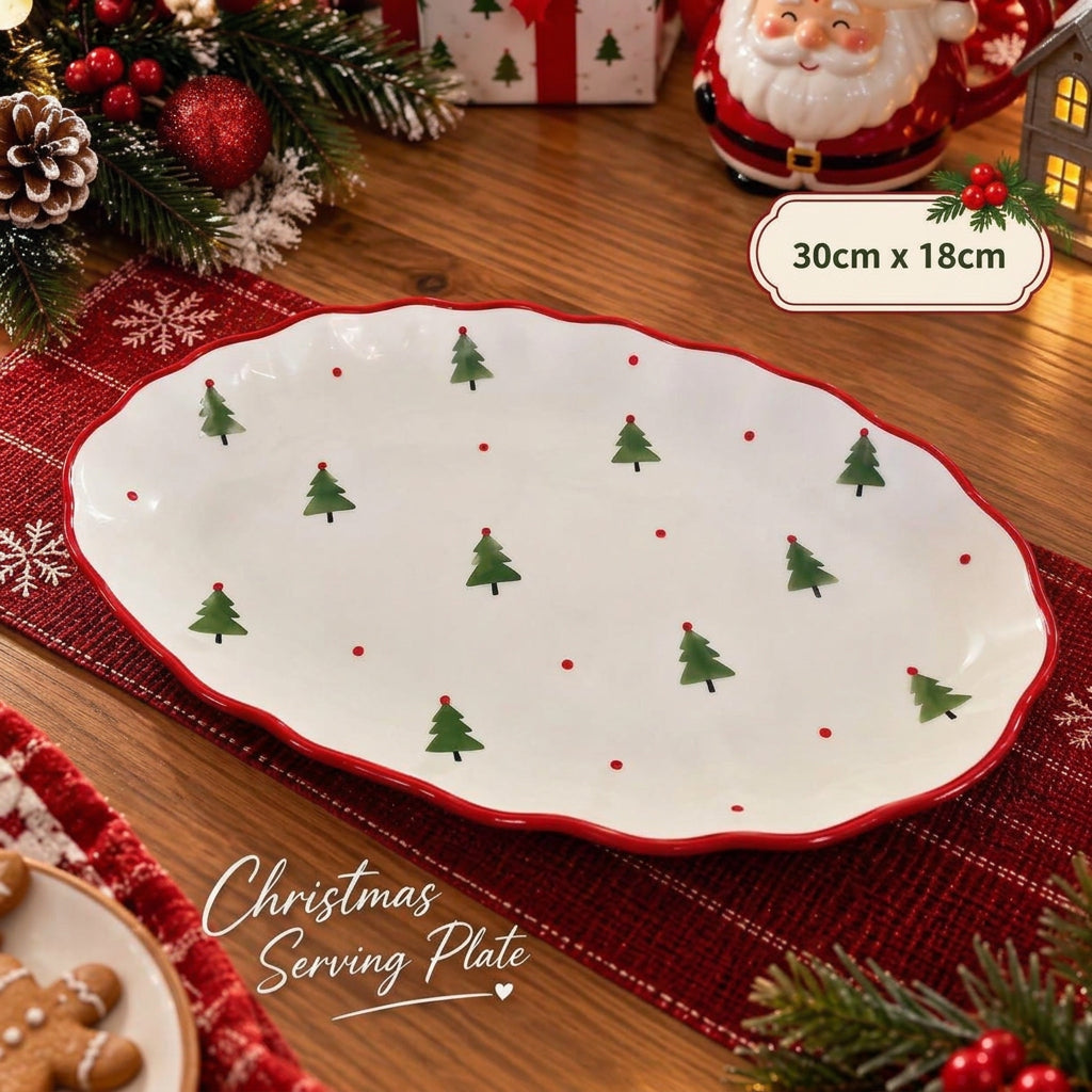 Christmas Ceramic Oval Serving Plate