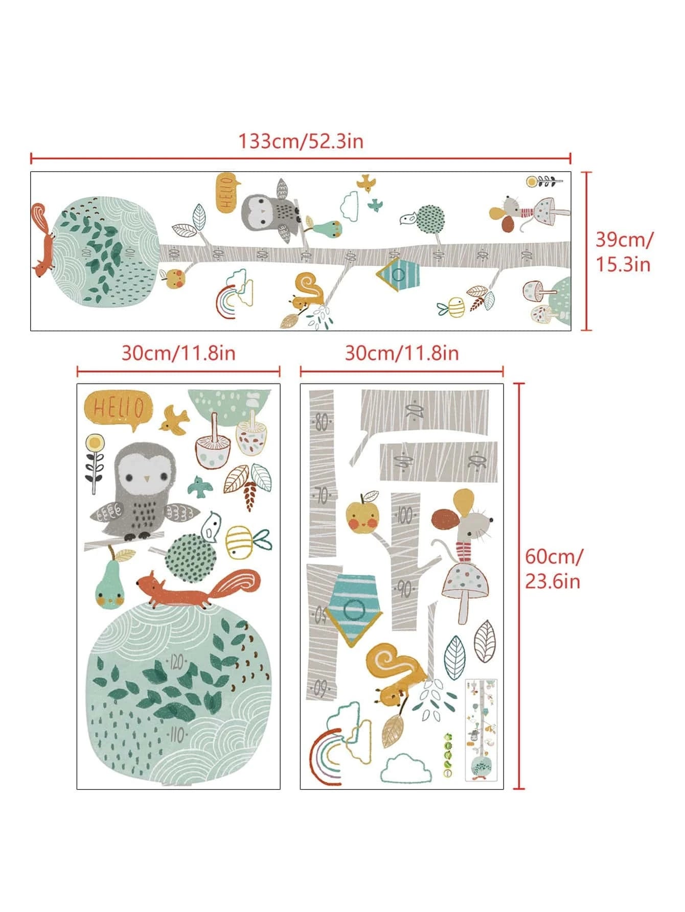 Tree & Animals Growth Chart Wall Decal