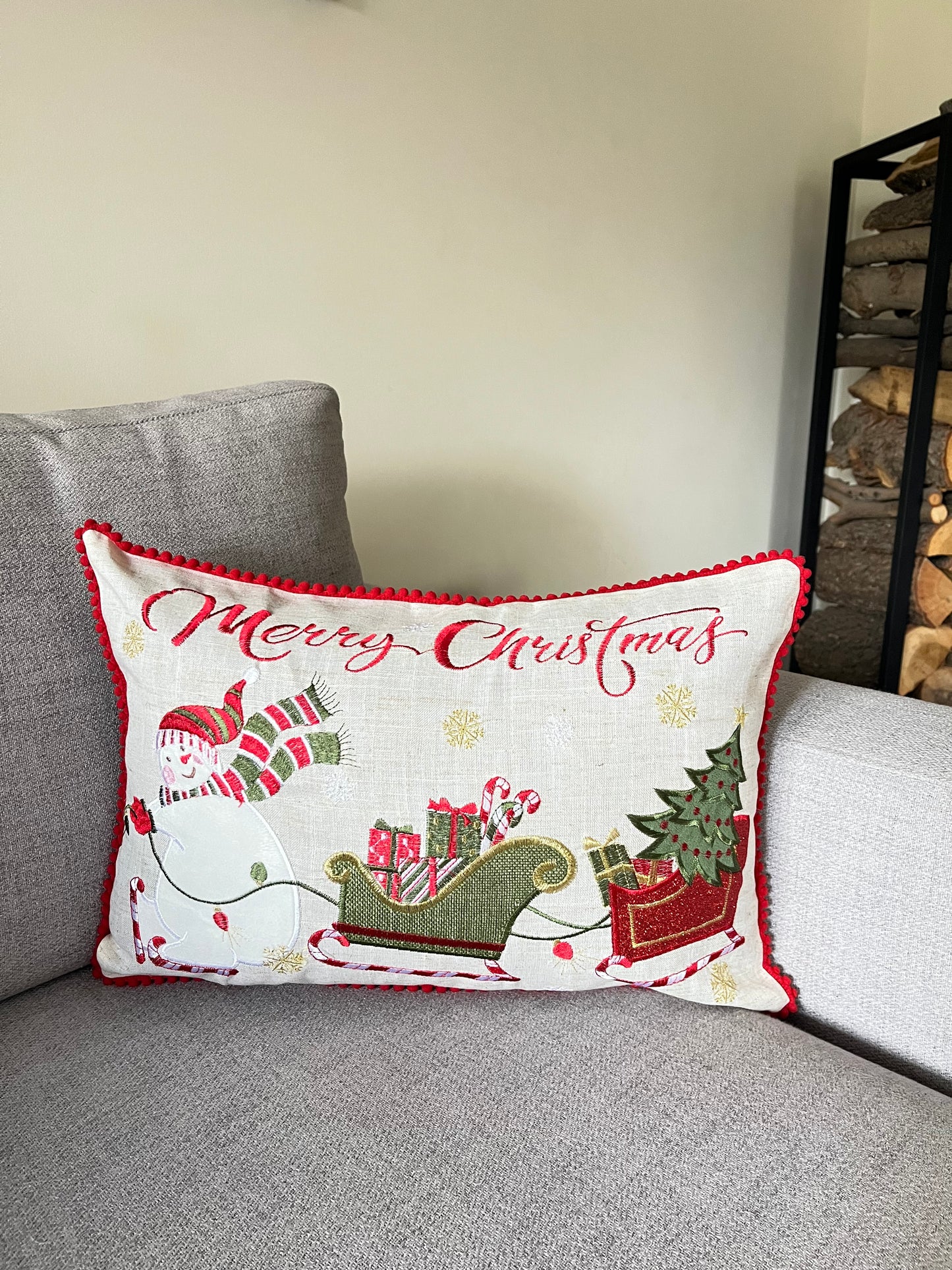 Christmas Snowman Cushion Cover 30x50cm