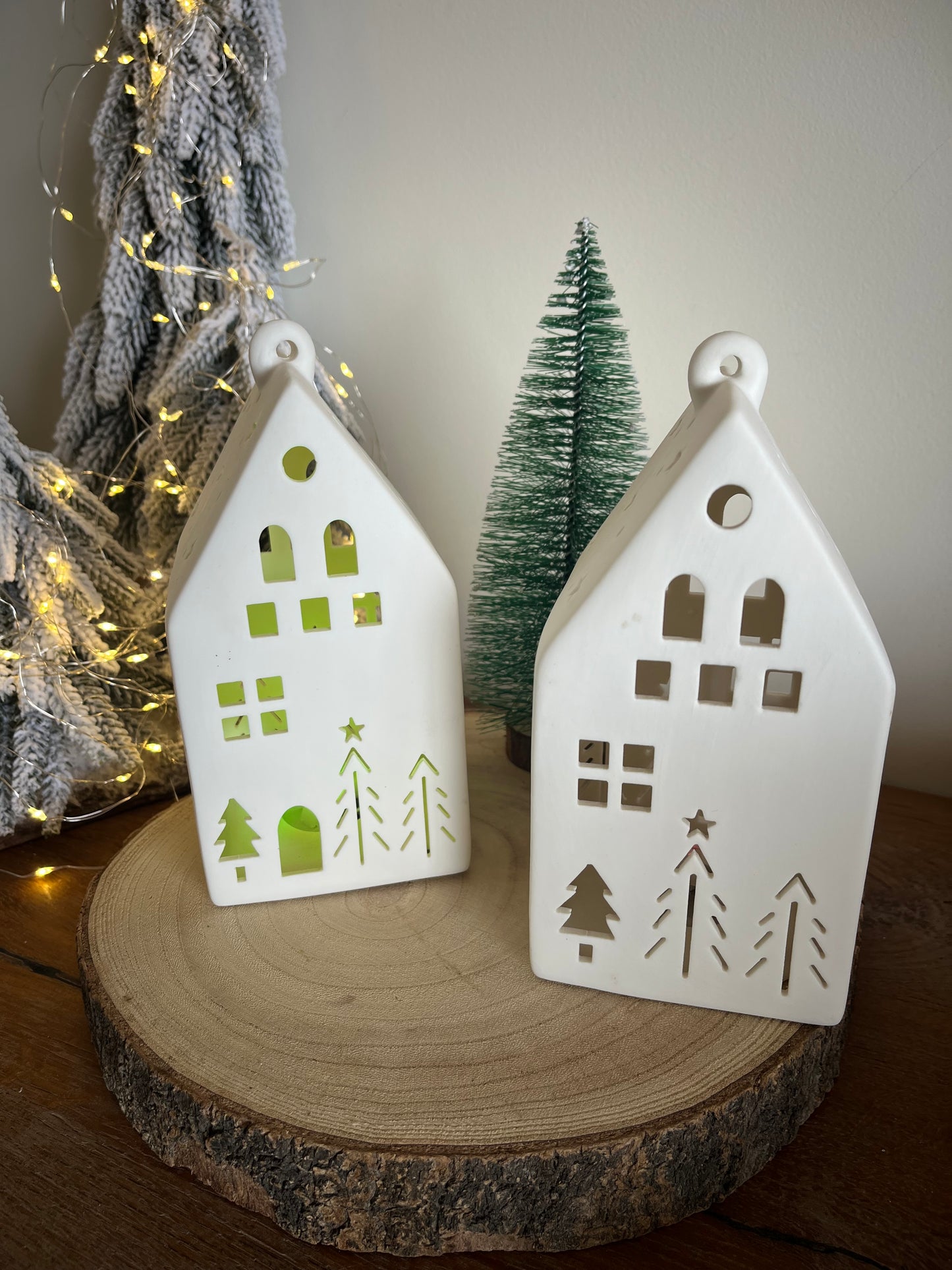 Christmas White House with multicolor lights