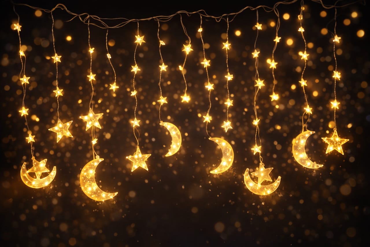 Ramadan Hilal & Stars Lights (Yellow lights)