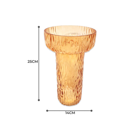 Ribbed Wide Glass Vase