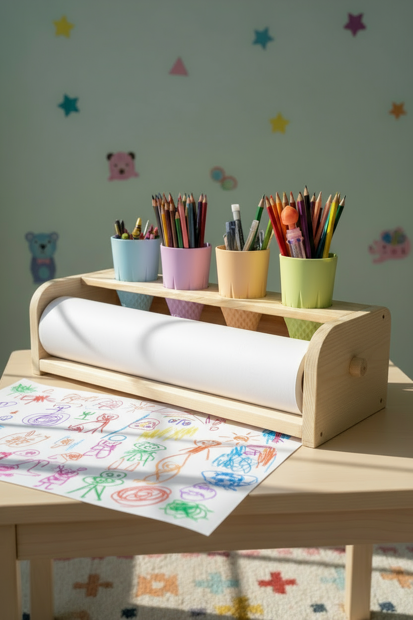 Kids Coloring Paper Roll Stand