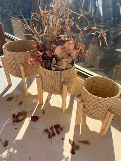 Rattan Baskets with Wood Stand