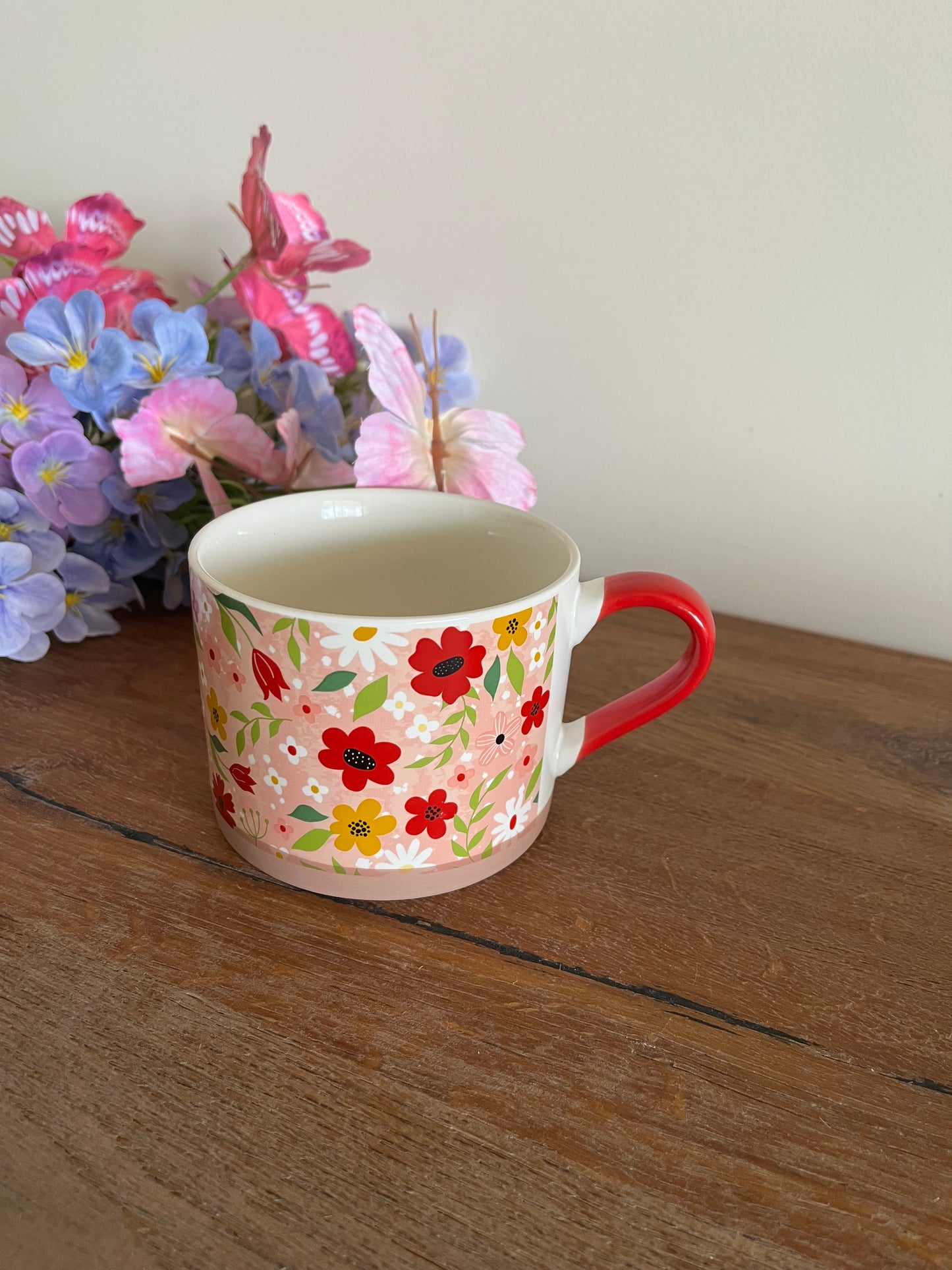 Large Flowery Colorful Mug
