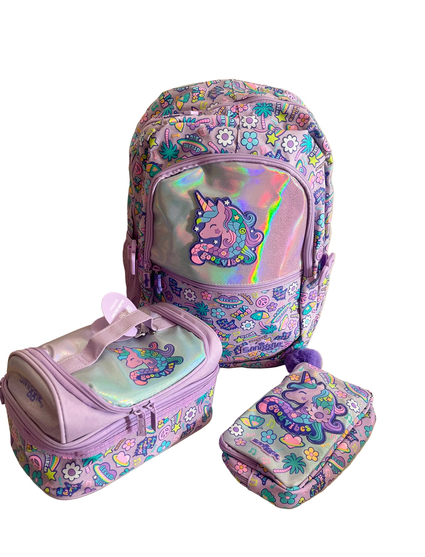 Smiggle Backpack Purple Unicorn 3 pieces set