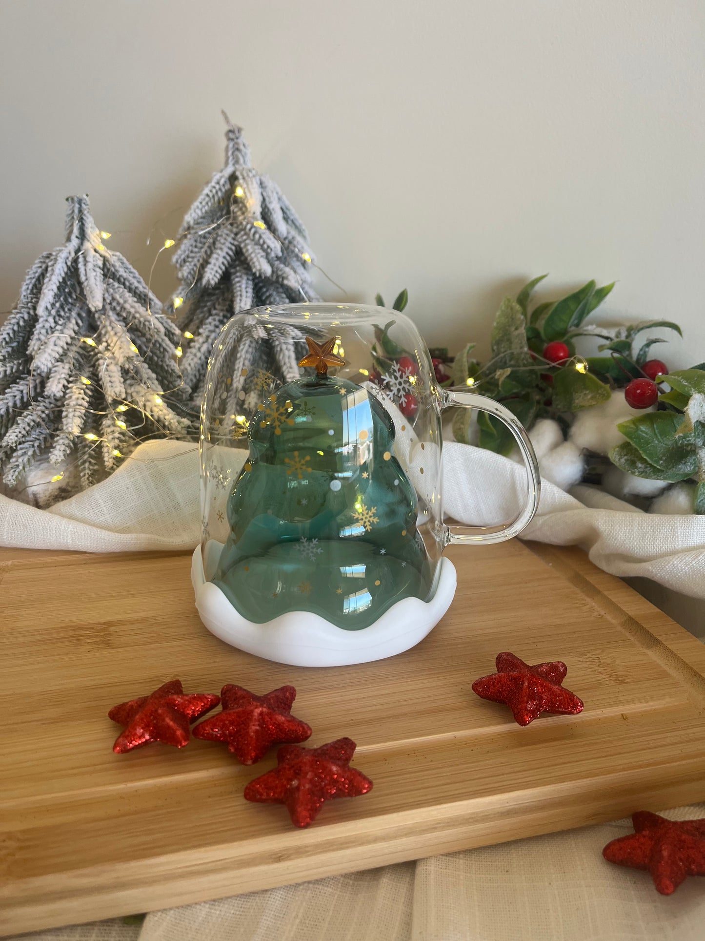Christmas 3D Tree Double Glass Mug