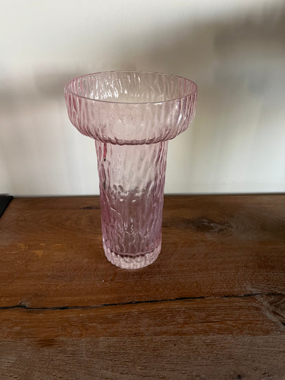 Ribbed Wide Glass Vase