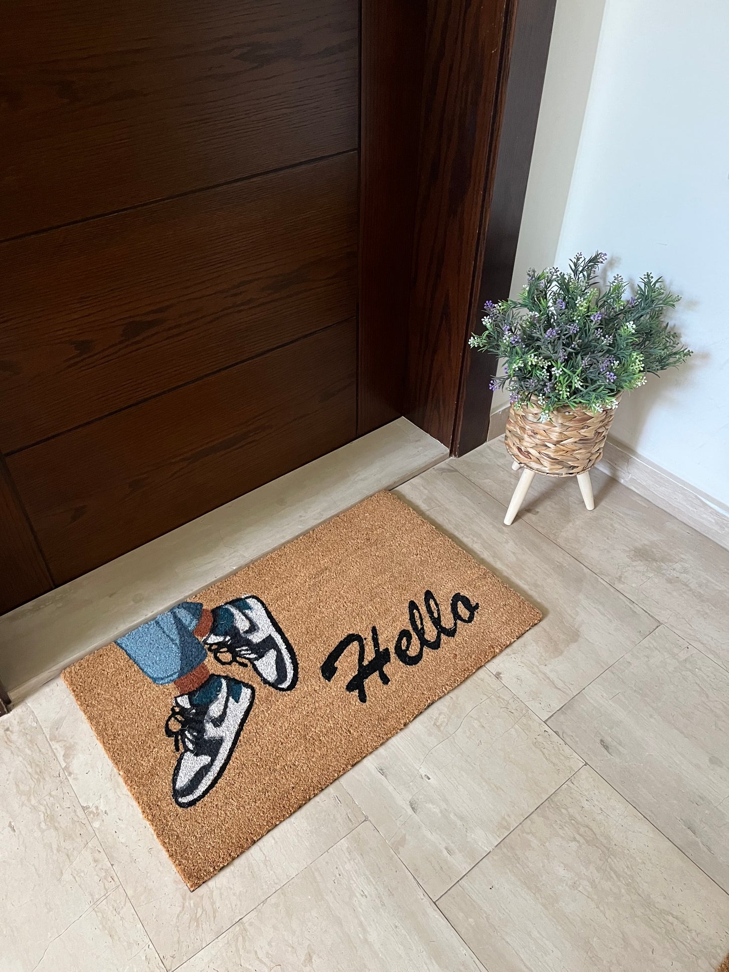 “Hello” Blue shoes Doormat