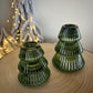Green Glass Tree Candle Holders Set of 2