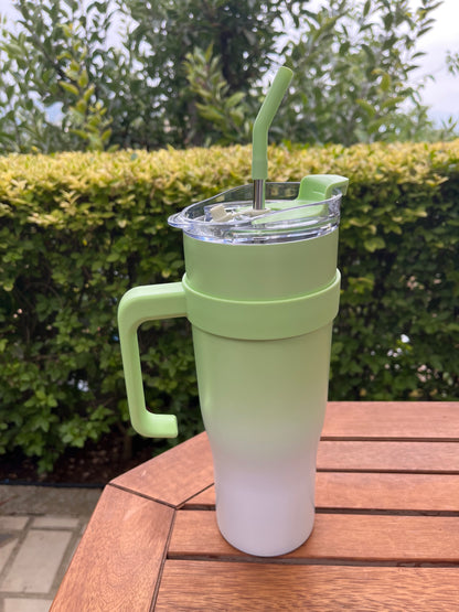 Tumbler with stainless straw