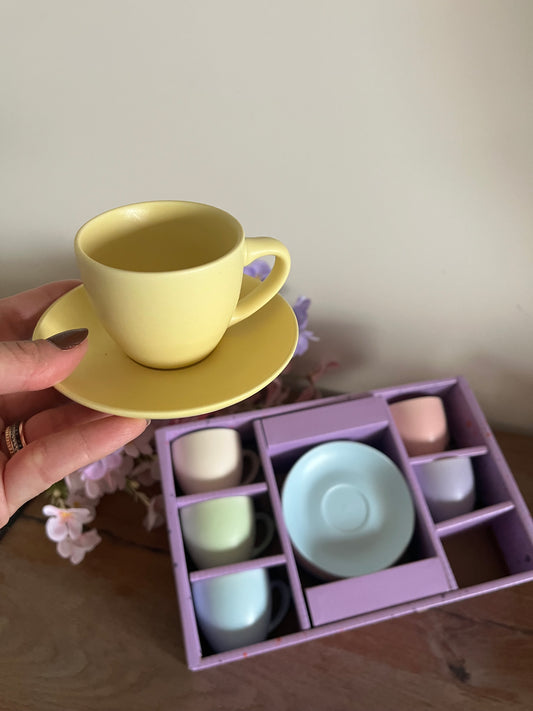 Pastel Color Coffee Cups & Saucers