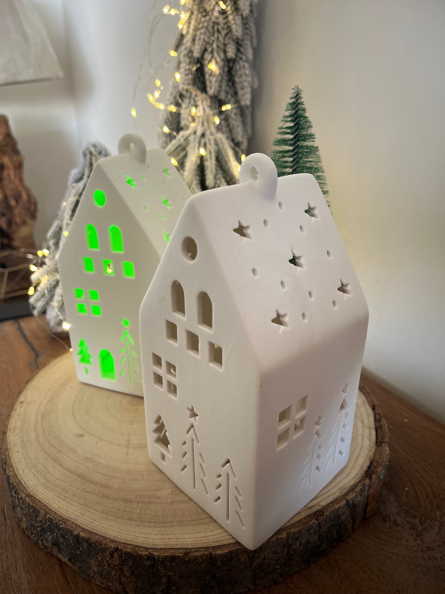 Christmas White House with multicolor lights