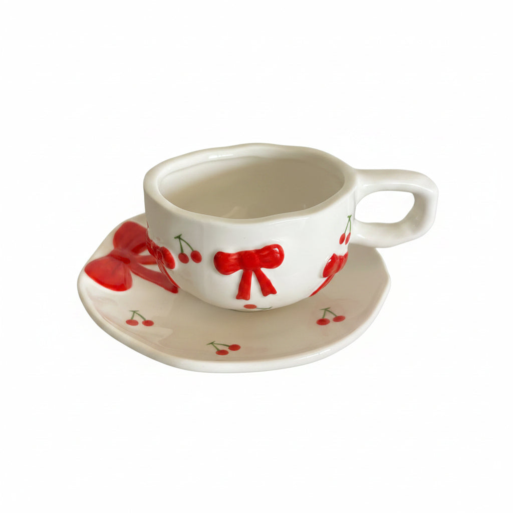 Handmade Bow Mug with Plate